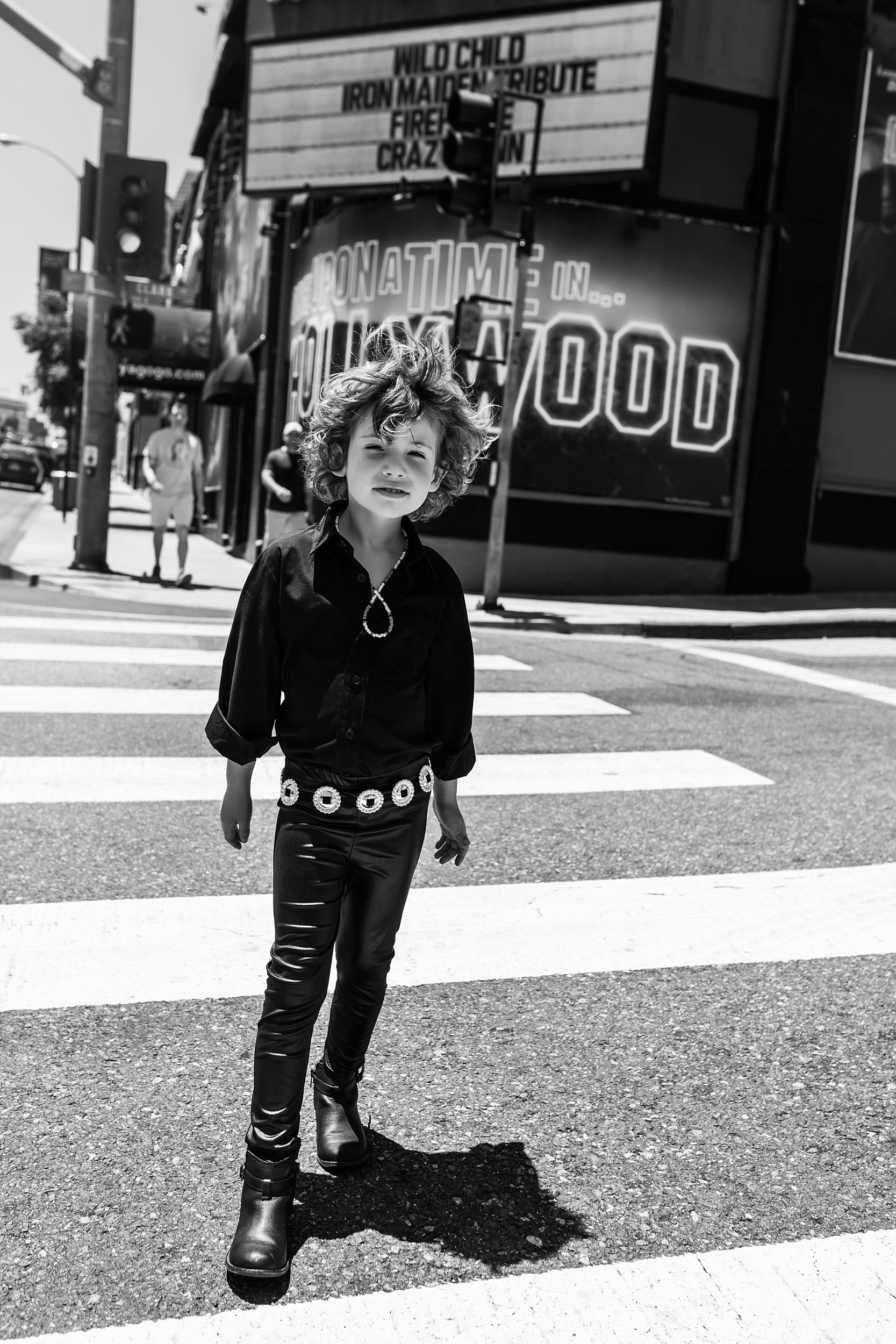 Child dressed as Jim Morrison from The Doors outside The Whisky 