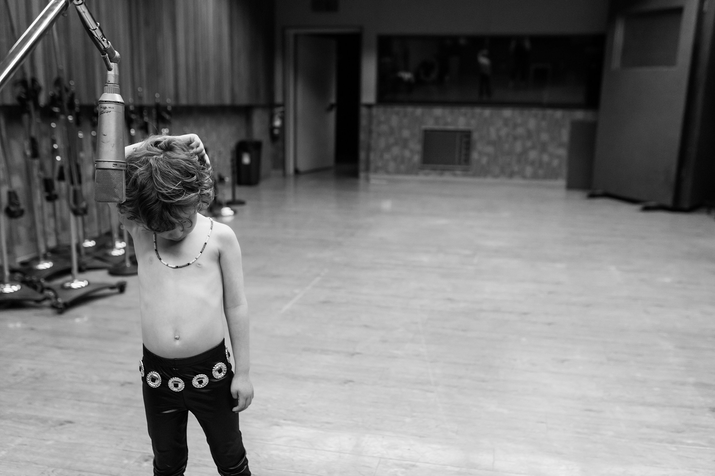 5 year old recording music at Sunset Studios as Jim Morrison from The Doors by A Pocket of Time Photography
